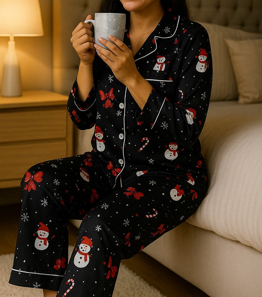 PIJAMA SATIN NAVIDEÑA